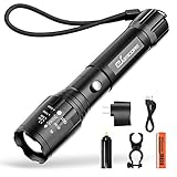 Bright Rechargeable Tactical Flashlight, eSamcore High Lumens LED Flashlights Flash Light with Battery for Camping