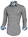 TAM WARE Mens Premium Casual Inner Contrast Dress Shirt TWNMS310S-1-GRAY-XL