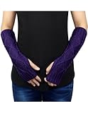 Dahlia Women's Aran Acrylic Knit Fingerless Arm Warmer Gloves