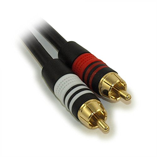 MyCableMart 25ft 2 Wire RCA PREMIUM Component Audio Cables, 24K Gold Plated, Black