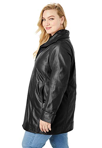 Roamans Women's Plus Size A-Line Leather Jacket - Image 5