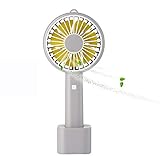 Mini Handheld Fan, Portable Personal USB Fan, USB Rechargeable Battery Operated Fan with Stand Base - 3 Settings Portable Desk Fan for Office Home Outdoor Travelling (Grey & Yellow)