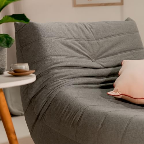Poltrona Puff Retrô Inflow Boucle Cinza Vem Na Caixa Design Decorativo Para Sala e Quarto Moderno