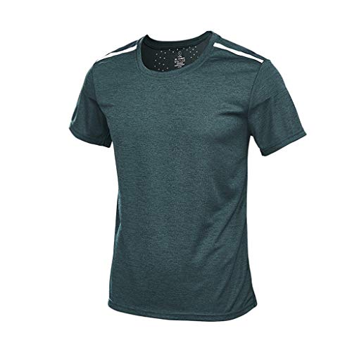 iYBUIA Men's Sport Fast-Dry O-Neck T-Shirt Fitness Breathable Top Blouse - Thumbnail 4