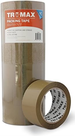 Tromax 6-Rolls (Brown/tan) Packing Tape 2"x110 Yards 2.0 Mil - Bopp Material - Strong Carton Sealing Tape