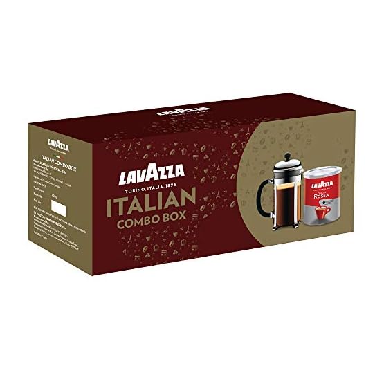 Lavazza Italian Combo Box, 250 g with Qualita Rossa and French Press