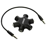 Headphone Splitter,ONXE 3.5mm Stereo Audio Headset Adapter,5 Way 1 Male to 2 3 4 5 Female Splitter Cable for iPod,Mp3 Player,Mobile Phone,Laptop,PC,Headphones,Speakers(Black)