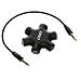 Headphone Splitter,ONXE 3.5mm Stereo Audio Headset Adapter,5 Way 1 Male to 2 3 4 5 Female Splitter Cable for iPod,Mp3 Player,Mobile Phone,Laptop,PC,Headphones,Speakers（Black）