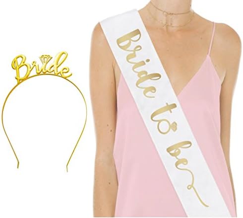 Bride to Be Sash with Headband Tiara Set for Hen Party Wedding Bridal Shower