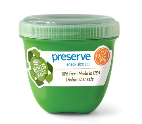 Preserve Food Storage Container, 8 Ounce/Mini, Made from Recycled Plastic, Apple Green