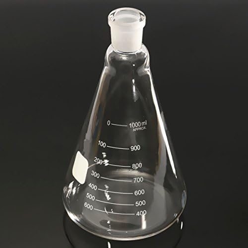 CocinaCo 1000mL 24/29 Glass Erlenmeyer Flask Graduated 1 Litre Conical Vessel Taper Joint Grinding Mouth