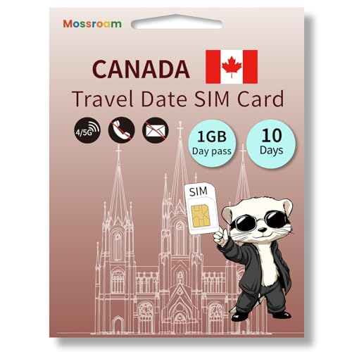SIM Card for Canada Travel - 1GB Prepaid Data for 10 Days - 5G/4G LTE Speeds - Plug & Play - No Roaming, No Contracts