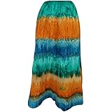 Mogul Interior Women's Tie Dye Cotton Maxi Flared Boho Chic Skirt S/M