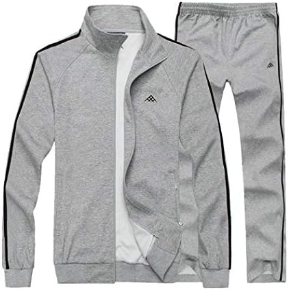 Men's Classic Striped Winter Tracksuit Running Joggers Sports Warm Sweatsuit Big
