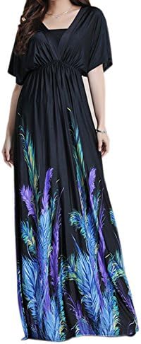 Zuku Life Women's V-Neck Versatile Long Floral Print Maxi Dress COLOR1 TAG 3XL