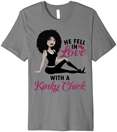 Mens Kinky Chick Black Girl Melanin Natural Afro Hair T-Shirt Large Slate
