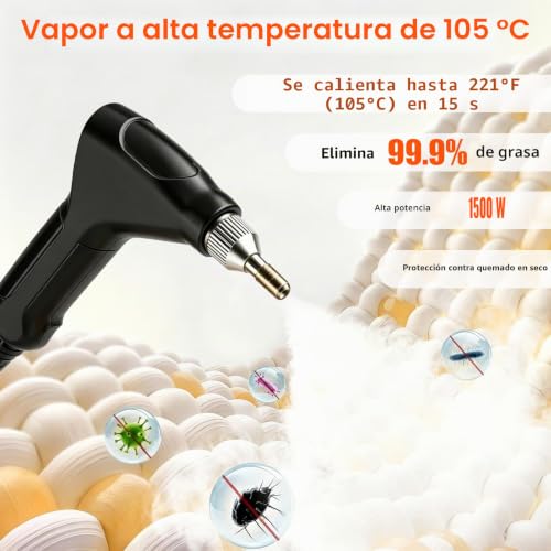 Household Cleaning Steamer, Portable Steam Cleaner 6 Levels Reg, Heating 15s, 3.5 Bar Powerful Household Cleaning Steam, 1800 ml Reservoir, 17 Multifunctional Accessories, Suitable for Kitchen and Car