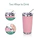 20 oz. Tumbler Double Wall Stainless Steel Vacuum Insulation Travel Mug with Crystal Clear Lid and Straw, Water Coffee Cup for Home,Office,School, Ice Drink, Hot Beverage,Pink