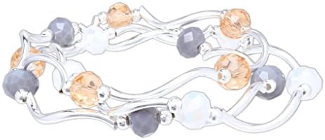 My Fun Colors - Bundle of 3 Fashion Bling Stackable Colored Bracelet (Color-Antique Pink Shadow Grey Ice White)