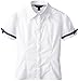 French Toast Big Girls' Short Sleeve Ribbon Bow Blouse, White, 12