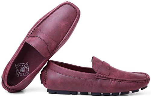 Gallery Seven Driving Shoes for Men - Casual Moccasin Loafers - Cranberry - US-10.5D(M)|UK-10|EU-43-45