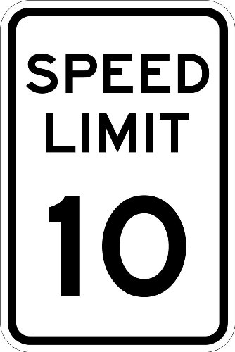 SmartSign 3M High Intensity Grade Reflective Sign, Legend "Speed Limit 10", 18" high x 12" wide, Black on White