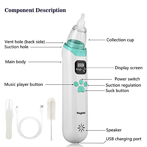Baby Nasal Aspirator Baby Nose Sucker Baby Nose Cleaner Nasal Aspirator for Baby with Pause & Music & Light Soothing Function Safe Hygienic and Quick Operated Nose Cleaner