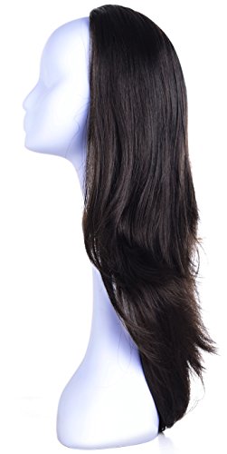 OneDor 22" Slight Curly 3/4 Ladies Half Wig Kanekalon Hair Synthetic Wigs with Comb on a mesh head cap (R4)