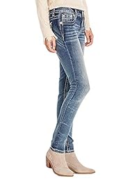 Miss Me M3241S Denim Skinny con adornos de tiro medio