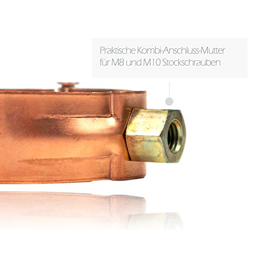 Fallrohrschelle Kupfer 80 mm mit M8/M10 Gewindeanschluss - Schraubrohrschelle zur Befestigung von Fallrohren am Gebäude… – Bild 6