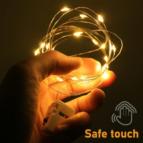 btfarm 12 Pieces/3 Modes LED Fairy Lights Battery Small, 2 m 20 LED Fairy Lights with Battery, Mini Fairy Lights Battery Operated for Party, Christmas, DIY, Wedding, Indoor Decoration (Warm White)