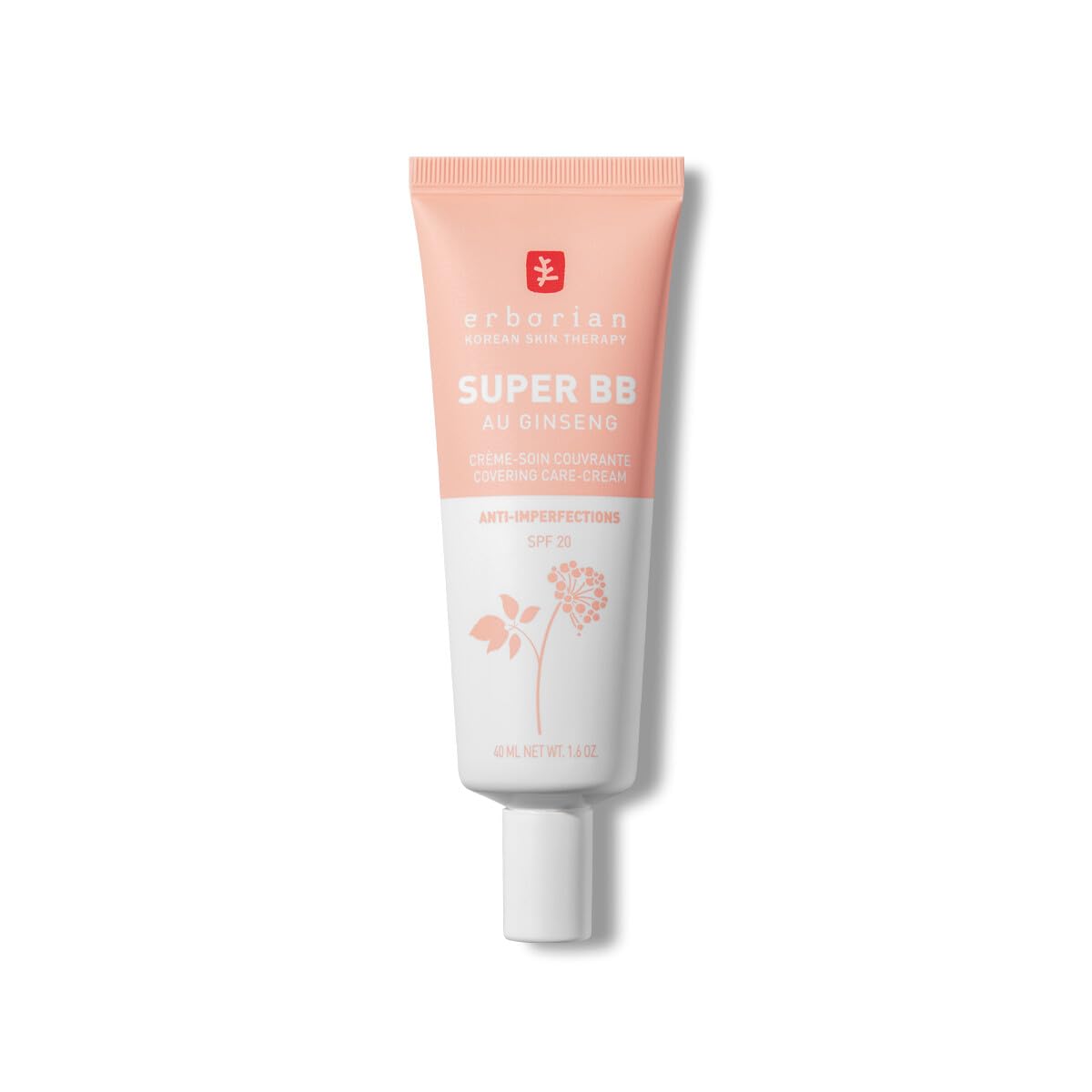 Erborian - Super BB Cream with Ginseng - High Coverage Tinted Face Care Anti-Imperfections - Complexion Corrector and Perfecter - Sun Protection SPF 20 - Korean Cosmetic - Clair 40ml