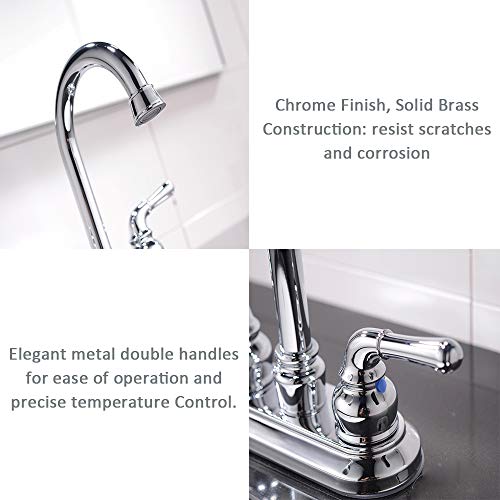VCCUCINE Modern Contemporary Lead-free Two Handles 4" centerset Bathroom Faucet, Lavatory Vanity Utility Laundry Faucet Chrome Finish