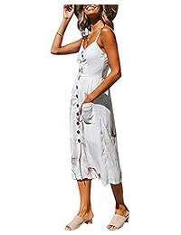 Fashion World - Vestido de verano para mujer con botones y bolsillos