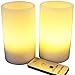 LED Lytes Flameless Candles, 2 Ivory Wax and Pale Yellow Flame Pillars Battery Operated with Remote for Christmas Holiday Decorations and Gifts
