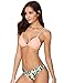 SweatyRocks Women's Sexy Bikini Set V Neck Fresh Leaves Print Swimwear Pink L,0#pink