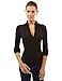 PattyBoutik Women V Neck Empire Waist Knit Top (Black S)