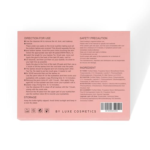 Luxe Cosmetics - Lash Lift Kit - Complete Set for Eyelash Lifting - New Pro Version - Easy to Apply and Long Lasting Finish - Professional Results up to 8 Weeks
