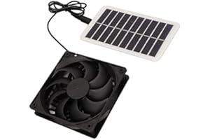 LUQEEG Efficient Solar Power Panel Exhaust Fan, Energy Saving and Odor Removal,Portable Solar Powered Air Extractor with 3W for Kitchen, Greenhouse, Pet House, RV