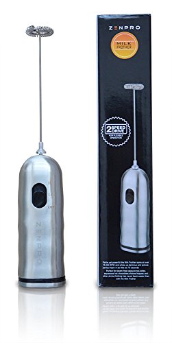 Zenpro Stainless Steel Milk Frother, Dual Speed, Silver