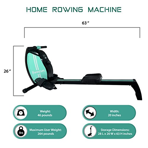 Harvil Magnetic Rowing Machine Rower with 8-Level Tension Resistance System, LCD Monitor and Transport Wheels