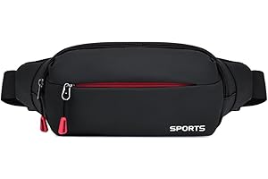 Sports Waist Pack Fanny Pack Water Resistant 4 Zipper Pockets for Running Walking Hiking Traveling Biking Man Women, Black, O