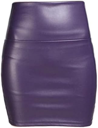 Angkel Womens Bodycon Sexy Skirt High Waist Above Knee PU Faux Leather Mini Skirts