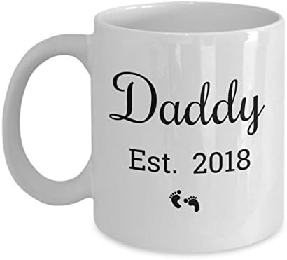 Daddy Est 2018 Mug For New Parents or Dad of Toddler Boy or Girl From Son or Daughter - Vintage Script Design