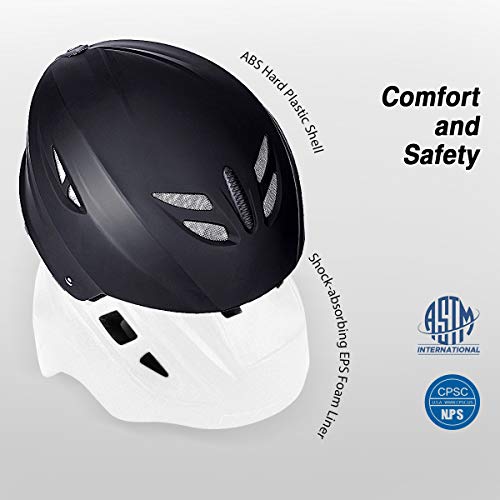 MOHOO Ski Helmet, Snowboard Helmet - Goggles Compatible, Adjustable Venting, Removable Liner and Ear Pads, Lightweight Black Safety-Certified Snow Sports Helmet for Men, Women