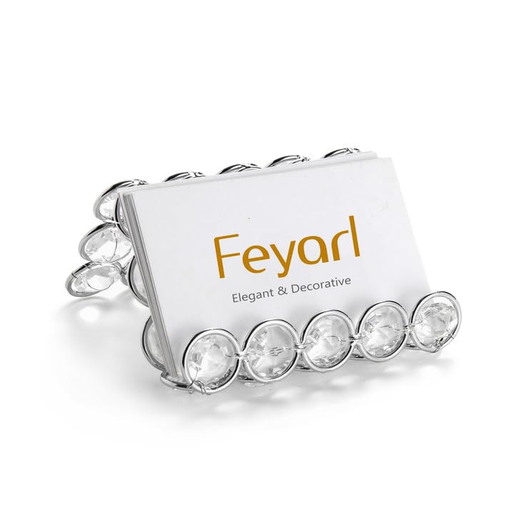 Photo 1 of Feyarl Crystal Business Card Holder Stand Office Business Name Card Display Sparkly Desktop Gift Card Photo Organizer Container Storage for Office Meeting Desk Front