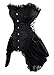 Charmian Women's Sexy Strapless Floral Embroidery Gothic Corset with Lace Skirt