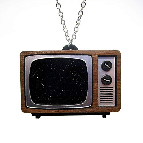 Retro CRT TV Broadcast SMPTE Color Test or Static Detailed Pendant Necklace, Twilight Zone, Classic Television Mod Jewelry - Thumbnail 3