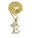 Crown Gold Rhodium Stone Initial Letters Pendant Necklace Cuban Chain