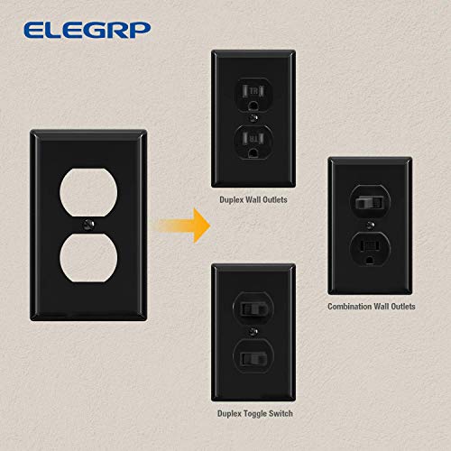 ELEGRP Duplex Receptacle Wall Plate, 1Gang Standard Size Wall Outlet